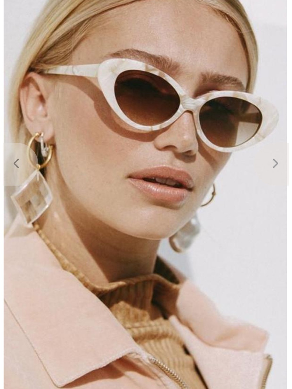 NWT Velvet Canyon Ruby Tuesday Ivory Cat-Eye Sunglasses Marble